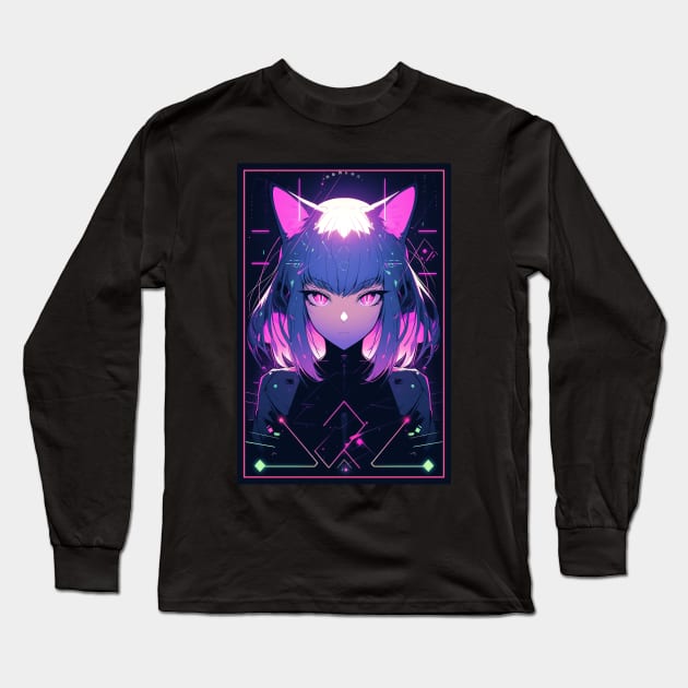 Anime Cat Girl | Quality Anime Design | Chibi Cat Girl Miaw | Manga Anime Art Long Sleeve T-Shirt by AlNoah